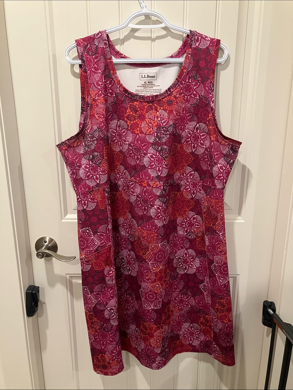 LL BEAN Dress Sleeveless Floral PINK XL